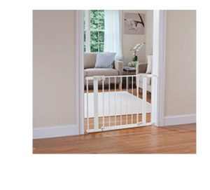 Best Pressure Mounted Baby Gates 2017: Safety 1st Auto Close Walk Thru Gate shown in living area